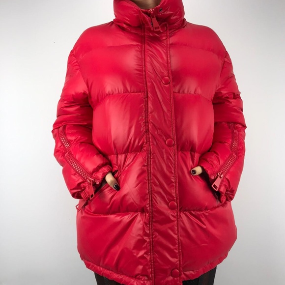 SPACE SIMONA CORSELLINI fiery red down jacket Size -2 - Picture 2 of 4